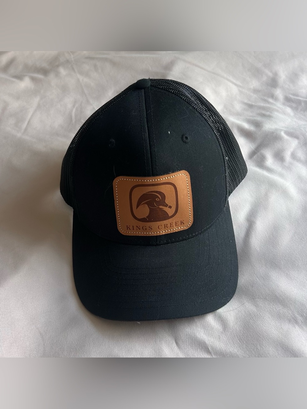 Kings Creek Apparel Leather Patch Trucker Hat – Black